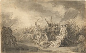 Estudo para a morte do general Warren na batalha de Bunker de John Trumbull