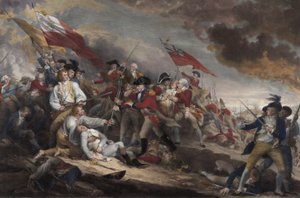 A morte do general Warren na batalha de Bunker Hill, 17 de junho de 1775, pub. 1786