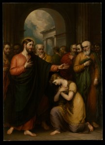 A mulher apanhada em adultério de John Trumbull