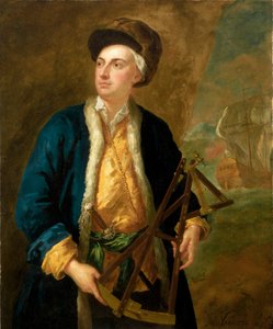 Um capitão mercante com o quadrante de Elton, c.1730 (óleo sobre tela)