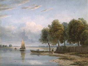 Uma Vista do Tamisa em Millbank de John Varley