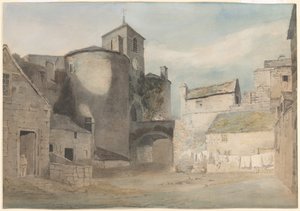Entrada fortificada de uma cidade galesa (porta leste de Caernarvon) de John Varley