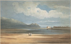 O castelo de Harlech do outro lado de Traeth Mawr de John Varley