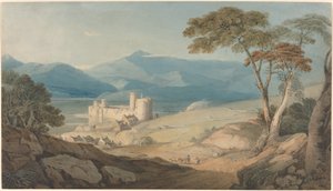 Castelo Harlech e Snowdon de John Varley