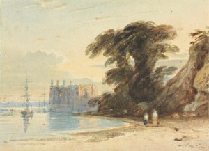 Paisagem fluvial com figuras de John Varley