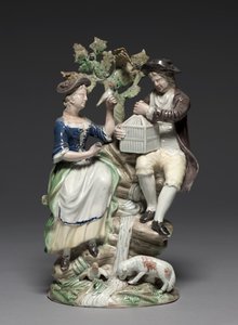 Grupo com Birdcage, feito por Staffordshire Factory, c.1770 de John Voyez