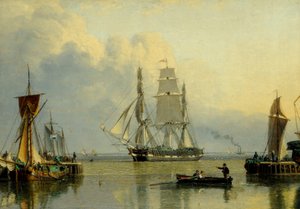 O "William Lee" a entrar na doca de Humber, Hull (óleo sobre painel)