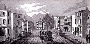Vista do sul na parte central de Salem, de coleções históricas de Massachusetts, por John Warner Barber, gravada por J. Downes, 1939