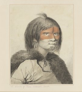 27: Uma Mulher do Som do Príncipe William, de uma série de aquarelas ilustrando a última viagem do capitão Cook, c.1773-84 de John Webber