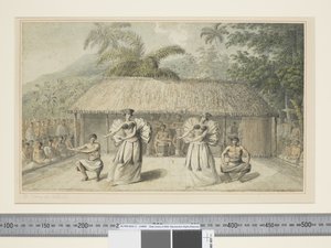 F.13 A Dança em Otaheite, c.1773-84 (aguarela) de John Webber