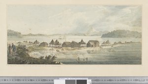 F.41 Uma Vista da Cidade e do Porto de São Pedro e São Paulo em Kamtschatka, c.1783-84 (aquarela) de John Webber
