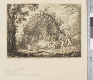 F.43 Nativos no Interior de uma Cabana, c.1783-84 (aguarela) de John Webber