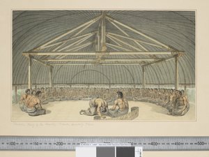F.7 Poulaho, Rei das Ilhas Amigas, bebendo Kava, c.1773-84 (aguarela) de John Webber