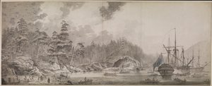 Resolução" e "Descoberta" em Ship Cove, Nootka Sound de John Webber
