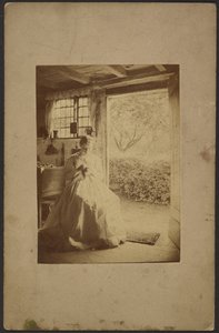[Mulher de vestido comprido às riscas sentada no interior da sala]. de John Whistler