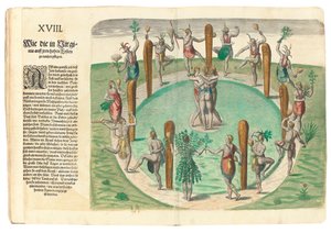 Índios nativos dançando, 1590 de John White