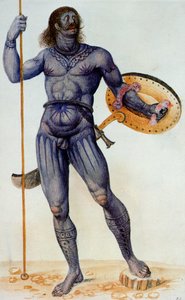 Homem picto segurando um escudo