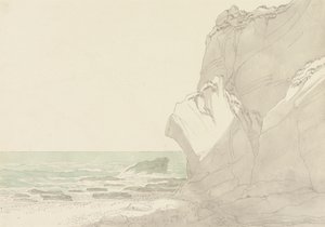 A Warren perto de Exmouth, Devon: Penhascos íngremes a subir à direita, Mar e Costa Rochosa à esquerda