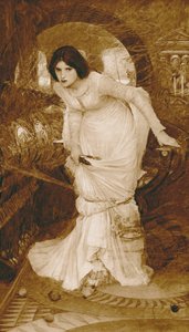 A Senhora de Shalott (fotogravura) de John William (after) Waterhouse