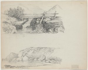 Ponte sobre Rocky Stream [verso superior] de John William Casilear