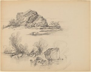 Rochas ao longo de um lago [reto] de John William Casilear