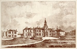 O Asilo Lunático de Newcastle upon Tyne, Coxlodge, c.1829 (photolitho) de John William Dyson