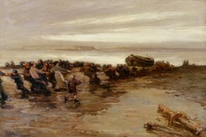 Subindo o Salva-vidas, Ilha Sagrada, c.1910-20 de John William Gilroy