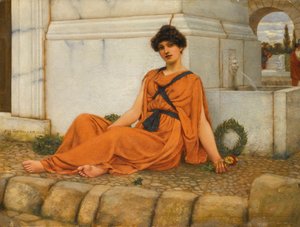 Repose, a rapariga das flores de John William Godward