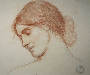 Cabeça de uma jovem rapariga, à esquerda. de John William Waterhouse