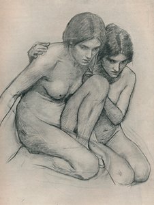 Estudo para as ninfas que encontram a cabeça de Orfeu, c1899 de John William Waterhouse