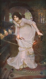 A Dama de Shalott Olhando para Lancelot, 1894, c1930. de John William Waterhouse