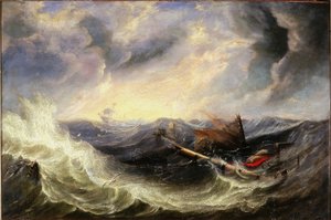 Seascape with Wreckage (óleo sobre tela) de John Wilson (attr. to) Carmichael