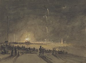 Um fogo de artifício (wc no papel) de John Wilson Carmichael
