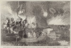 Capitão Glasse e seu Engenheiro Chefe, HMS Vulture, superintendente dos Reparos dos Argamassas durante o Bombardeio de Sveaborg de John Wilson Carmichael