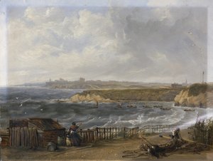 Casacos de Culler olhando para Tynemouth - Maré de inundação de John Wilson Carmichael
