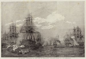 Sua Majestade, prosseguindo para o Duque de Wellington Flag-Ship de John Wilson Carmichael