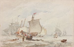 Off Hartlepool (lápis e aquarela sobre papel) de John Wilson Carmichael