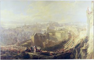 A entrada de George IV em Edimburgo a partir do Carlton Hill, 1822