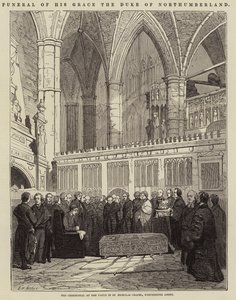 Funeral de Sua Graça, o Duque de Northumberland, o Cerimonial na Abóbada na Capela de São Nicolau, Abadia de Westminster