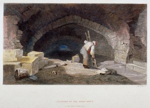 Interior do Fleet Ditch na parte de trás de Field Lane, City of London, 1851. de John Wykeham Archer
