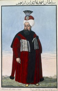 Ahmed II (1642-95) Sultão de 1691 a 1695, da série «Uma série de retratos dos imperadores da Turquia»