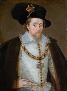 Jaime VI e I, 1566 - 1625, Rei da Escócia 1567 - 1625, Rei de Inglaterra e da Irlanda 1603 - 1625 de John de Critz