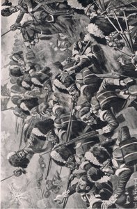 A Batalha de Alma, 20 de setembro de 1854: O avanço dos 93 Highlanders, ilustração das Batalhas Britânicas na Terra e no Mar, 1915