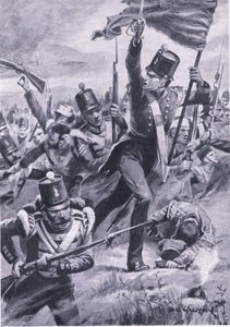 O avanço da Divisão da Luz em Alma, 20 de Setembro de 1854, ilustração de "British Battles on Land and Sea".