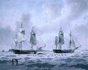 Expedição de Descoberta de Navios do Senhor Mulgraves incorporada no gelo nas regiões polares de John the Younger Cleveley