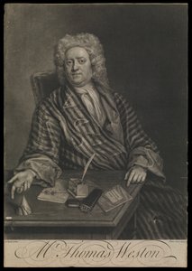 Thomas Weston, c.1725 (gravura, mezzotint) de John the younger Faber