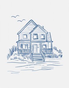 Desenho a linha da Casa Azul de Jolly and Dash