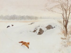 A Perseguição de Inverno da Raposa Vermelha de Jolly and Dash