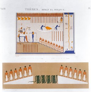 Ilustrações de afrescos de Byban el Molouk, Tebas, Egito, 1822 de Jomard