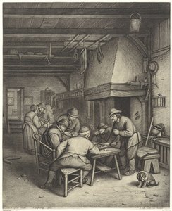 Interior camponês com jogadores de triktraks de Jonas Suyderhoef